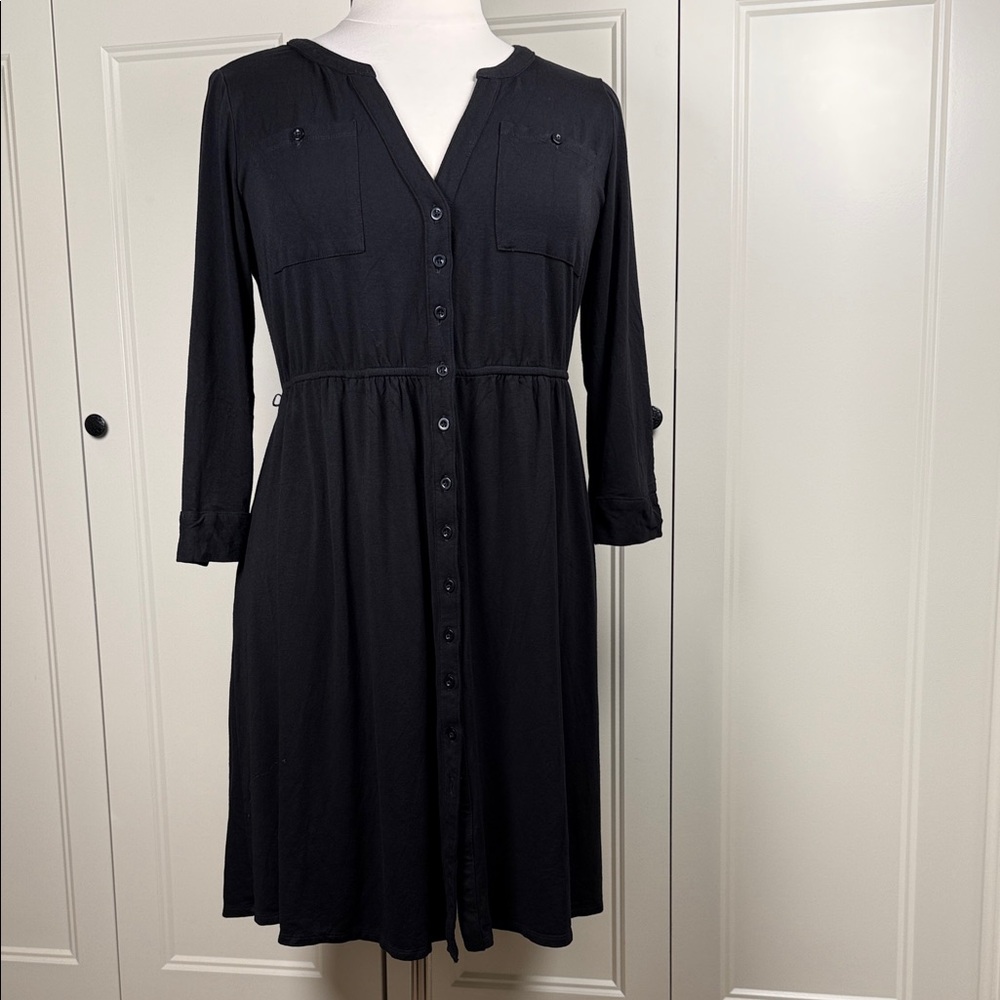 Torrid Black Long Sleeve Button-Front Dress